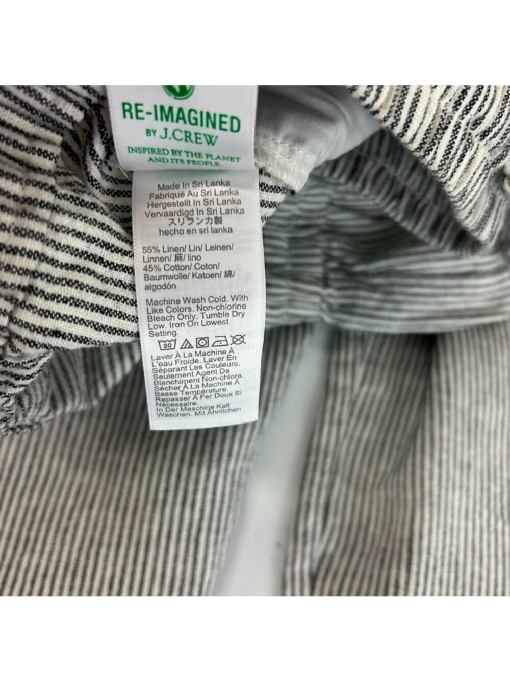 J.Crew Factory Pants Womens Size 4 Gray/White Striped Linen Blend Drawstring NWT - Picture 9 of 16